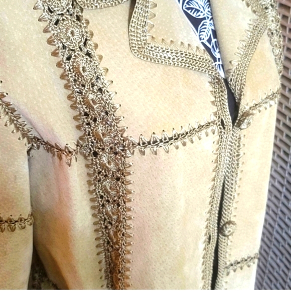 NWOT Hudson Place Leather and Lace Coat. L. - Picture 4 of 7